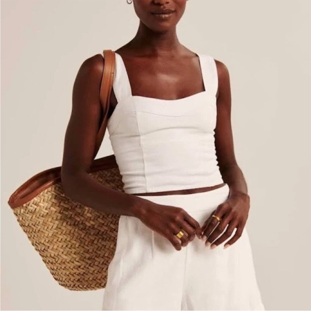 Abercrombie & Fitch ivory linen Tank Top